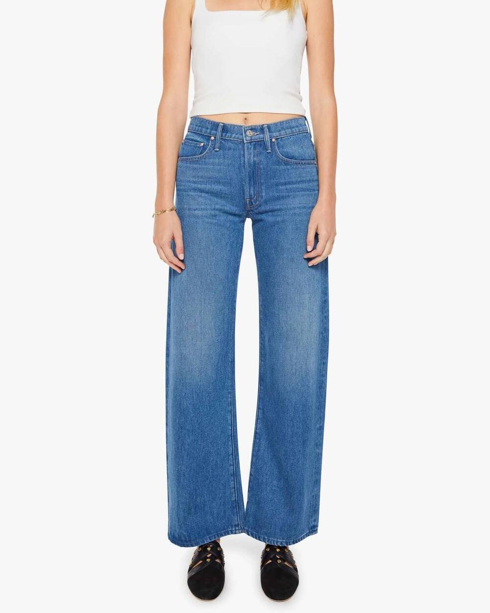 NEW MOTHER the mid rise lasso sneak wide-leg pants in breaking new ground